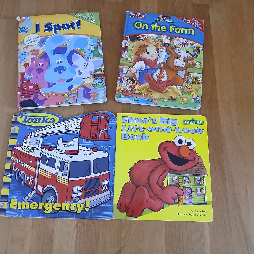 Fisher Price Farm, Elmo, Tonka Emergency! Blue Clue I Spot! Toddler board books